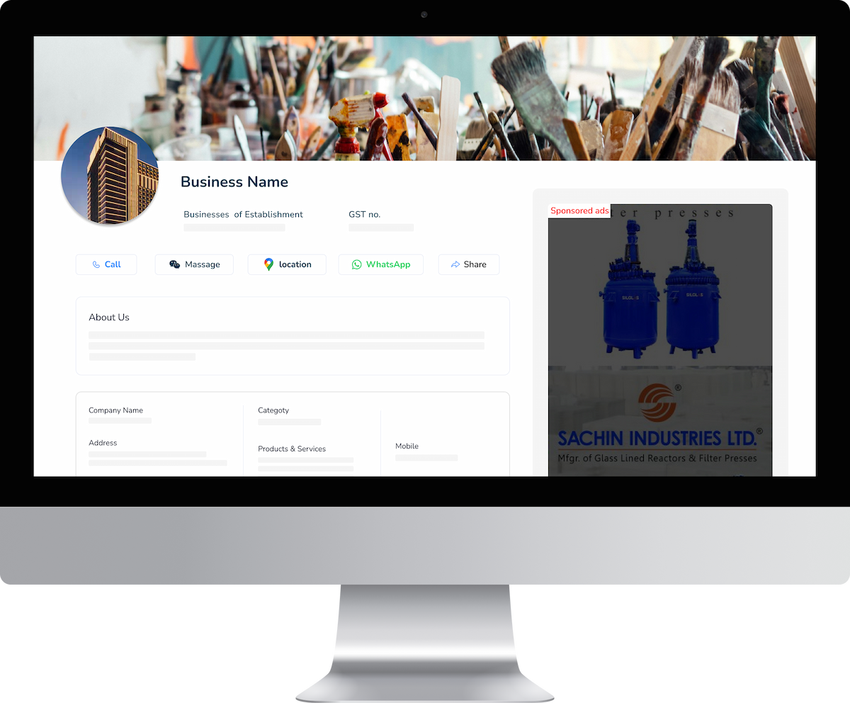 Business listing interface